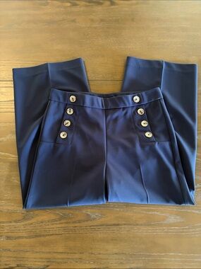 Jules & Leopold Navy High-Waist Sailor Trousers with Button Trim